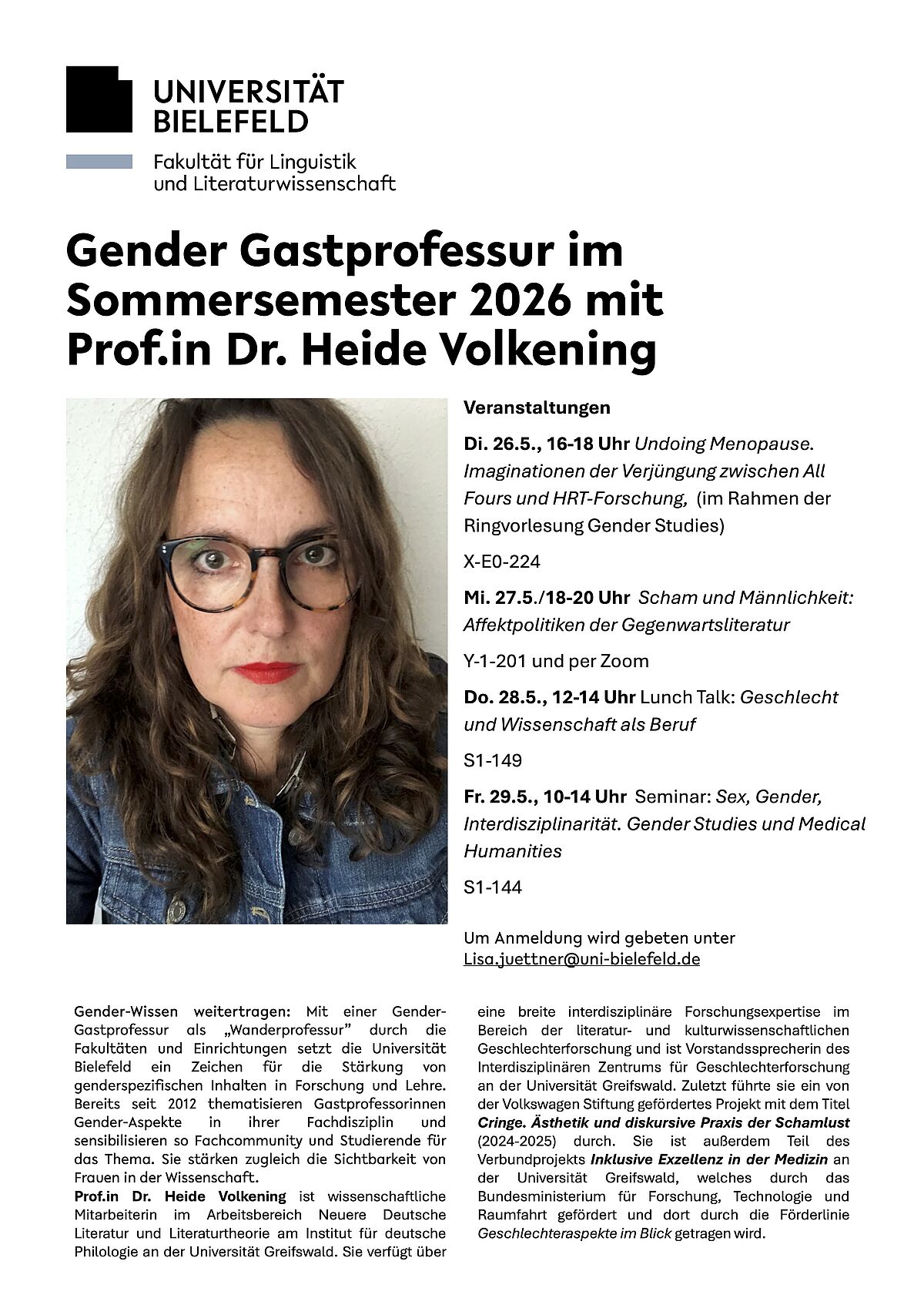 Plakat zur Gender-Gastprofessur